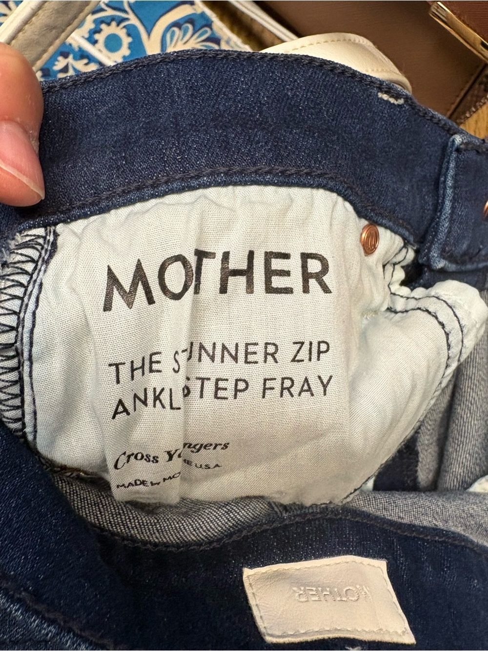 MOTHER Dark Indigo Ankle Zip Fray Jeans